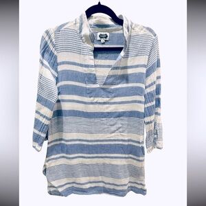 Mud Pie Blue White Striped Tunic Top – Size Small – 100% cotton
